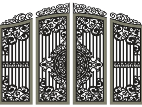 Model cnc cổng 4 cánh kết hợp vòm cổng