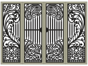 Model cnc cổng 4 cánh lá tây đẹp