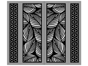 Model cnc cổng 4 cánh lá và bông tuyết