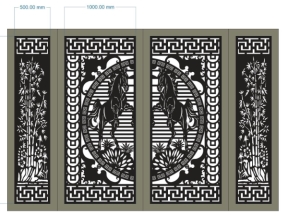 Model cnc cổng 4 cánh ngựa trúc