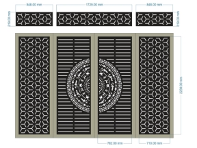 Model cnc cổng 4 cánh ô thoáng bông tuyết