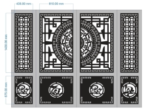 Model cnc cổng 4 cánh phát tài phát lộc đồng tiền