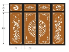 Model cnc cổng 4 cánh sen tài lộc trống dơi