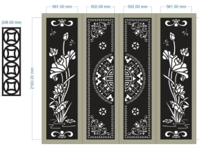 Model cnc cổng 4 cánh sen trống chữ thọ