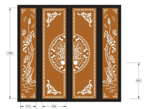 Model cnc cổng 4 cánh sen trống dơi