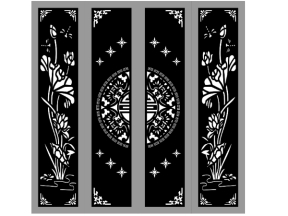 Model cnc cổng 4 cánh sen trống đồng dơi