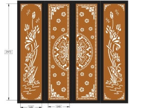 Model cnc cổng 4 cánh sen và trống đồng đẹp