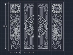 Model cnc cổng 4 cánh tài lộc cá chép đẹp