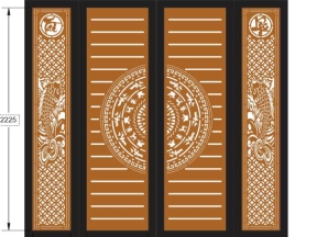 Model cnc cổng 4 cánh tài lộc cá chép trống đồng