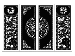 Model cnc cổng 4 cánh tài lộc cúc trống dơi