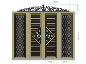 Model cnc cổng 4 cánh tài lộc hoa
