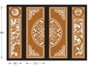 Model cnc cổng 4 cánh tài lộc trống dơi