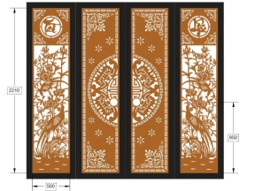 Model cnc cổng 4 cánh tài lộc trống dơi đẹp