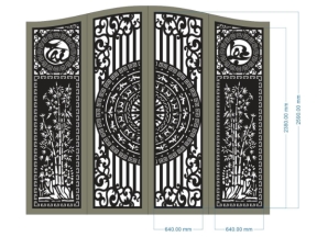 Model cnc cổng 4 cánh tài lộc trúc