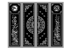 Model cnc cổng 4 cánh tài lộc tùng trúc