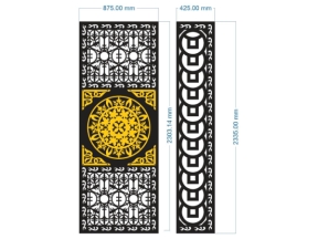 Model cnc cổng 4 cánh tròn hoa kết hợp đồng tiền