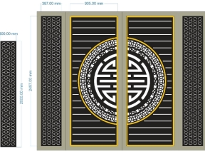 Model cnc cổng 4 cánh trống chữ thọ