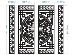 Model cnc cổng 4 cánh trống dơi đồng tiền