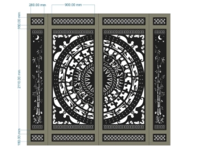 Model cnc cổng 4 cánh trống dơi trúc dxf