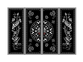 Model cnc cổng 4 cánh trống dơi và sen