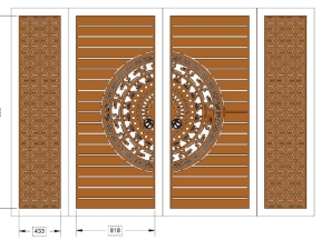 Model cnc cổng 4 cánh trống đồng bông tuyết đơn giản