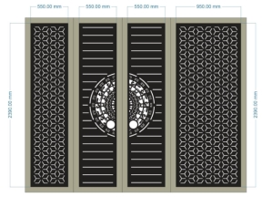 Model cnc cổng 4 cánh trống đồng có cánh lệch