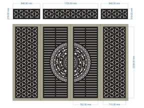 Model cnc cổng 4 cánh trống đồng có ô thoáng