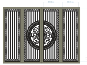 Model cnc cổng 4 cánh trống đồng dxf 2d