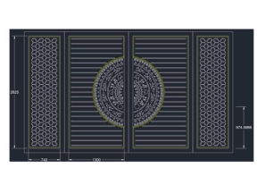 Model cnc cổng 4 cánh trống đồng dxf cắt đẹp