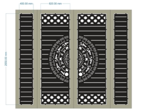 Model cnc cổng 4 cánh trống đồng hoa