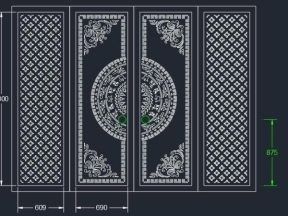 Model cnc cổng 4 cánh trống đồng kết hợp 1 cánh phụ đẹp