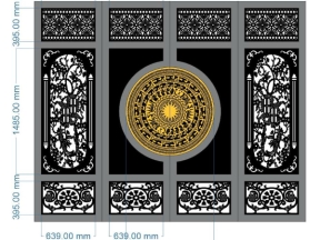 Model cnc cổng 4 cánh trống đồng kết hợp 2 cánh mai