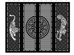 Model cnc cổng 4 cánh trống đồng kết hợp con hổ