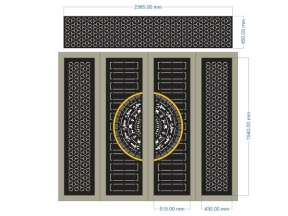 Model cnc cổng 4 cánh trống đồng ô thoáng