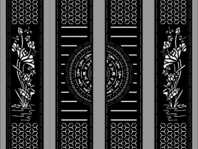 Model cnc cổng 4 cánh trống đồng sen nẹp chìm