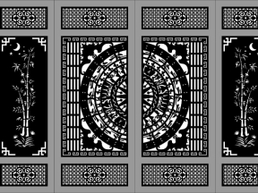 Model cnc cổng 4 cánh trống đồng trúc cad