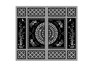 Model cnc cổng 4 cánh trống đồng trúc kết hợp đồng tiền