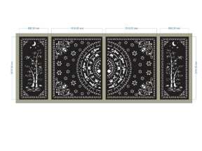 Model cnc cổng 4 cánh trống đồng trúc và nhiều hoa