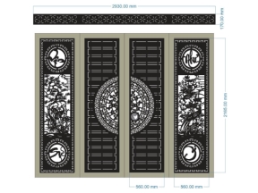 Model cnc cổng 4 cánh trống đồng vạn sự như ý