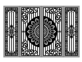 Model cnc cổng 4 cánh trống hoa