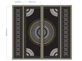 Model cnc cổng 4 cánh trống kết hợp hoa đẹp