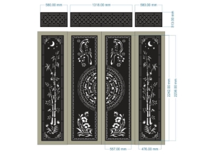 Model cnc cổng 4 cánh trú chim nẹp chỉ