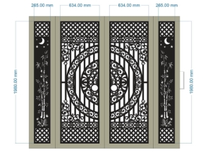 Model cnc cổng 4 cánh trúc dxf