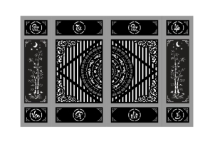Model cnc cổng 4 cánh trúc phát tài phát lộc