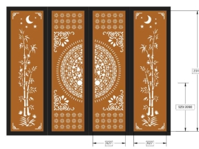 Model cnc cổng 4 cánh trúc trống đồng dxf