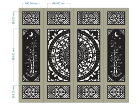 Model cnc cổng 4 cánh trúc trống đồng mới