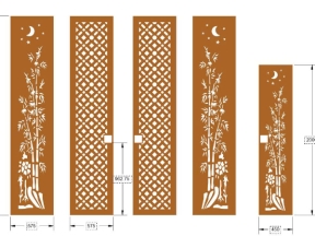 Model cnc cổng 4 cánh trúc và 1 cánh trúc phụ
