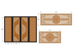Model cnc cổng 4 cánh và hàng rào trống đồng