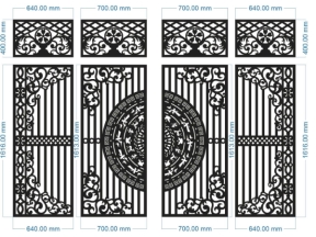 Model cnc cổng 4 cánh và ô thoáng