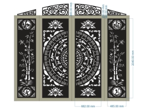 Model cnc cổng 4 cánh vạn sự như ý trúc trống dơi